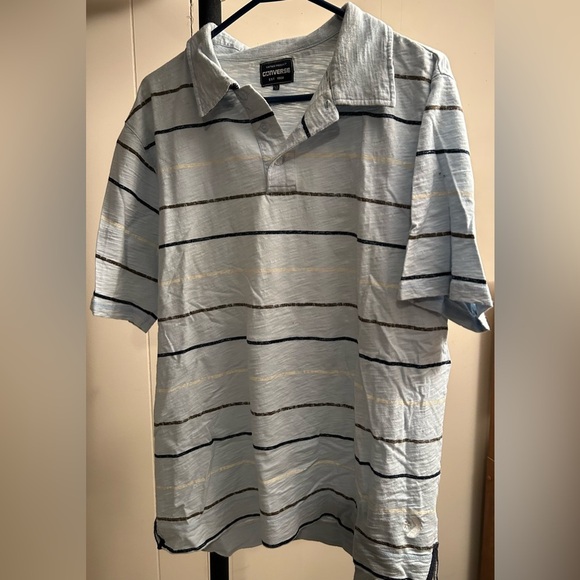 Converse Other - Converse Men's Light Blue and Navy Striped Polo